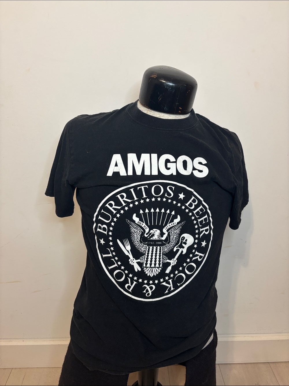 TC Black AMIGOS Graphic Tee with White Seal Print